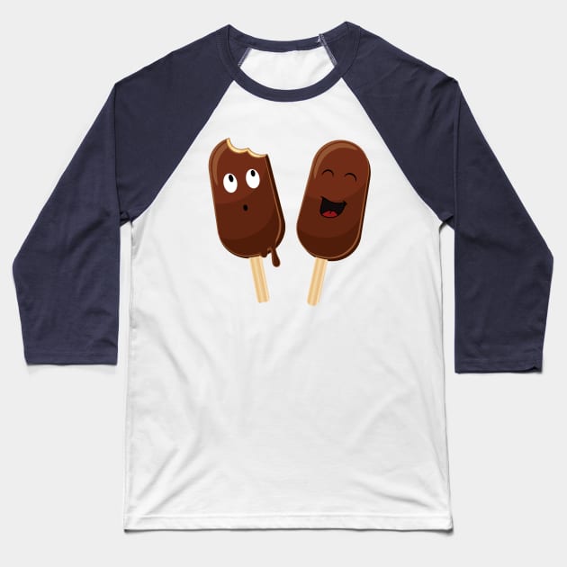 Funny chocolate icecream Baseball T-Shirt by Unelmoija